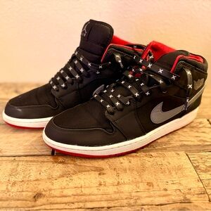 Size 12 - Jordan 1 Mid Black Cool Grey Gym Red